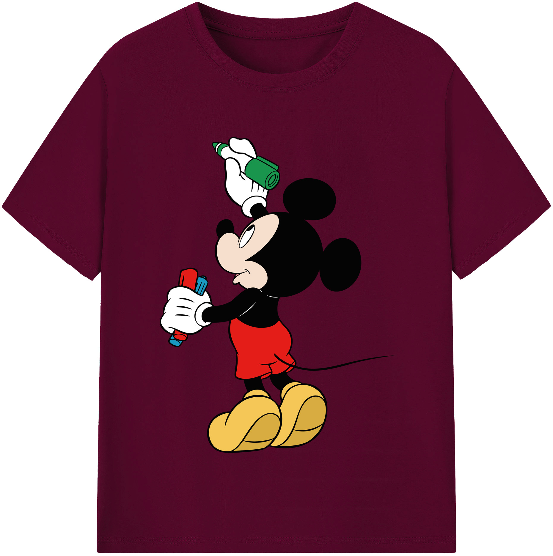 （画像用） ミッキーマウス Mickey Mouse レディースカジュアルプリントTシャツ（綿100％）